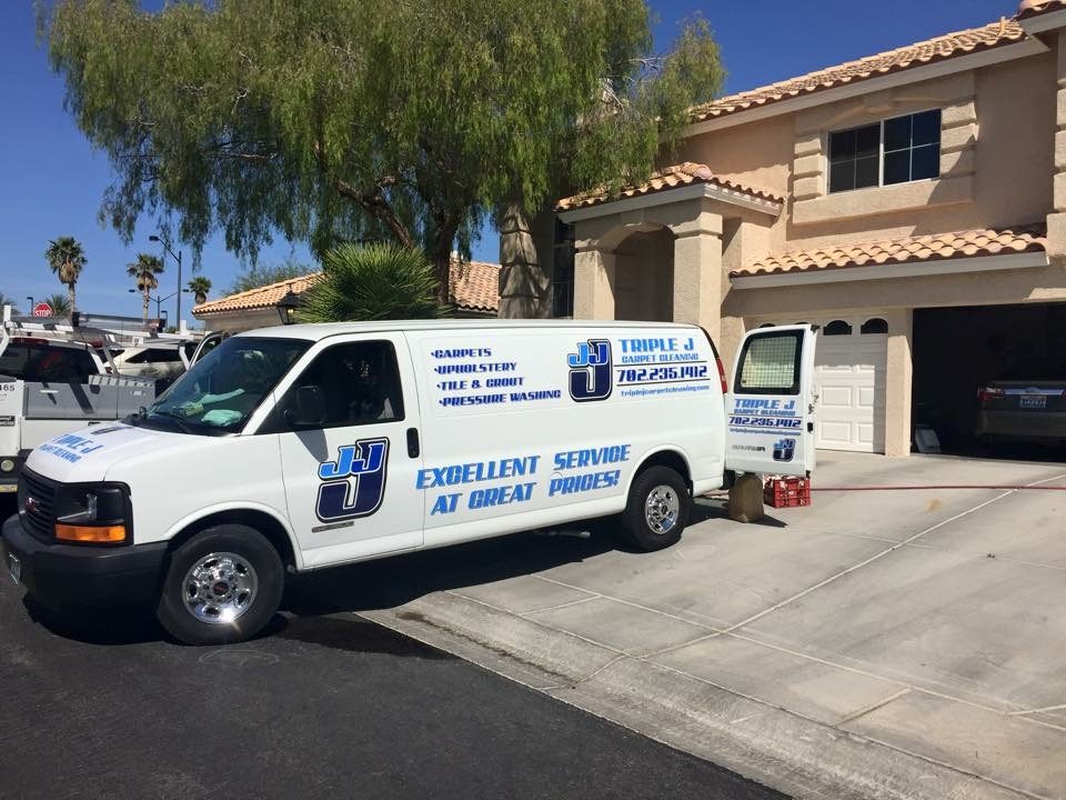 Triple J Carpet Cleaning truck at a Las Vegas home