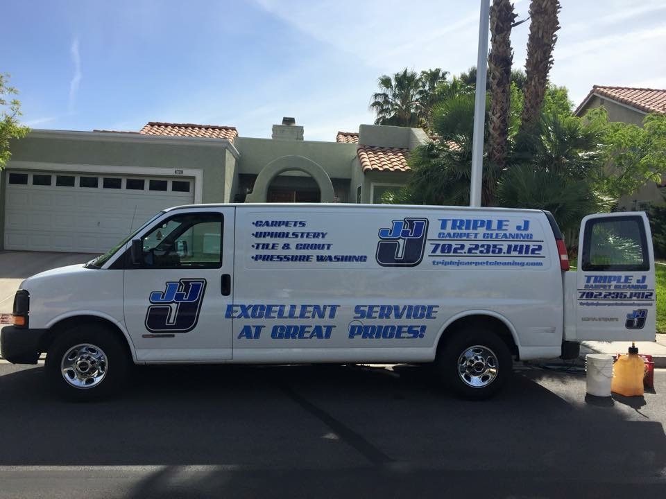 Triple J Carpet Cleaning truck parked in a driveway